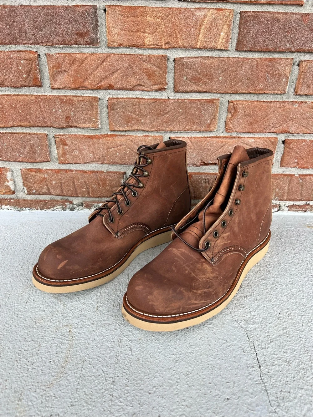 Men's Brown Leather Lace-Up Work Boots